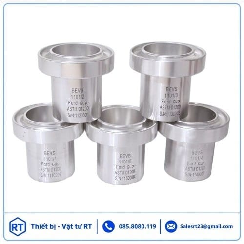 Cốc đo độ nhớt Ford Cup BEVS 1101 theo ASTM D1200, dùng kiểm tra nhanh độ nhớt sơn, mực in, vecni và chất lỏng trong phòng thí nghiệm.