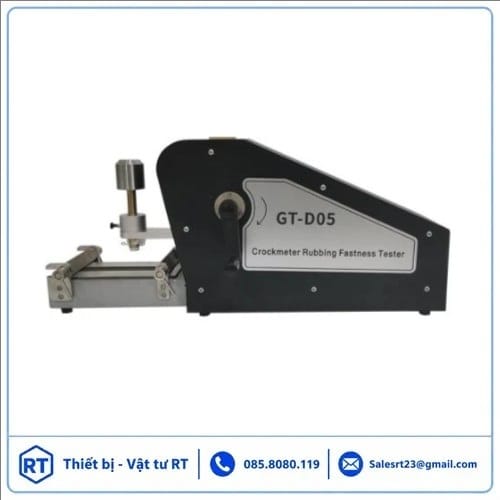Thiết bị kiểm tra độ bền màu ma sát GT-D05 Crockmeter Thiết bị kiểm tra độ bền màu ma sát GT-D05 Crockmeter Rubbing Fastness Tester, dùng để đánh giá độ bền màu của vật liệu khi chịu tác động ma sát. Thiết bị có bộ phận giữ mẫu và đầu ma sát với tải trọng kiểm tra chuyên dụng.