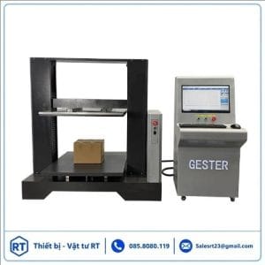 Máy kiểm tra độ nén thùng carton GT-N02B với hệ thống bàn ép và màn hình điều khiển máy tính, dùng để kiểm tra khả năng chịu lực nén của thùng carton và bao bì.